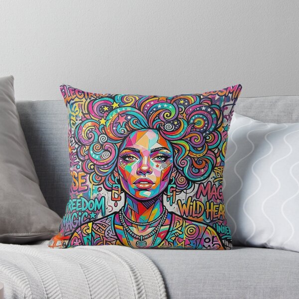 Item preview, Bright Graffiti Girl Portrait - Pop Art Streetwear Design designed and sold by CattlettArt.