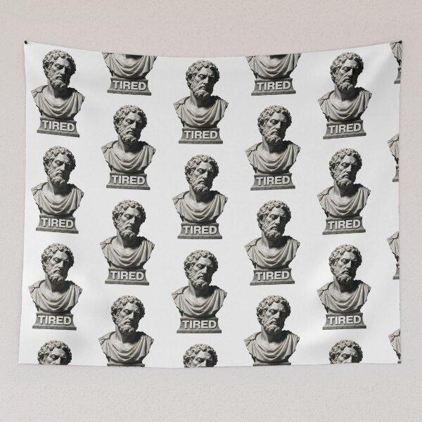 Item preview, Tired Stoic Philosopher Marble Bust Classical Art Meme designed and sold by KAYJAY DESIGNS.