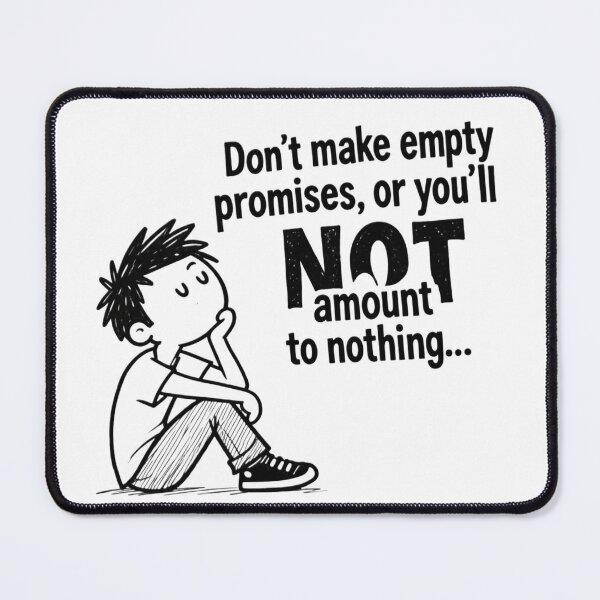 Item preview, T-shirt featuring a graphic of a sad figure titled "Empty Promises" (Alternatively: An illustration of a sad man losing everything due to habitual lies... "Don't make empty promises") designed and sold by Nela-&-Lena.
