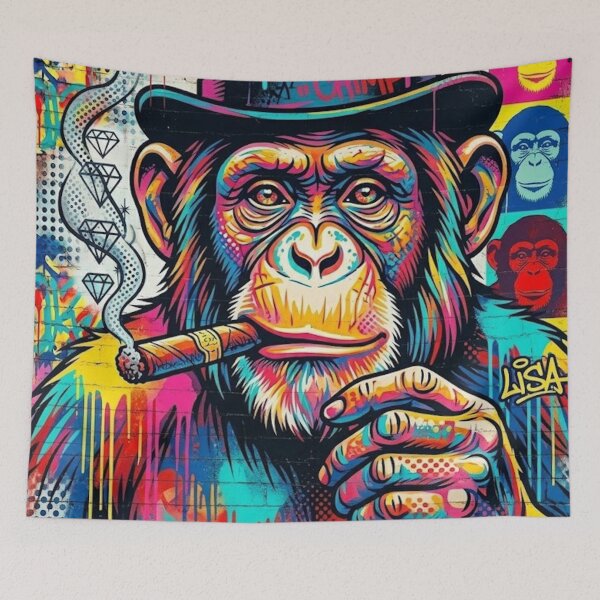 Item preview, Graffiti Chimp Top Hat - Cool Smoking Monkey Pop Art designed and sold by CattlettArt.