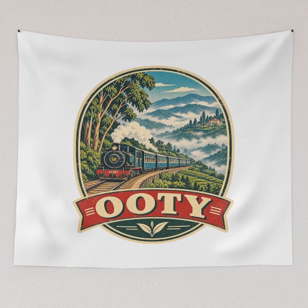 Item preview, Ooty Nilgiri Mountain Railway Vintage Travel Poster designed and sold by Globalcitytees.