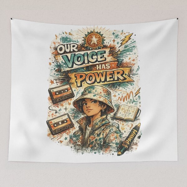 Item preview, Our Voice Has Power Retro Empowerment Girl Inspirational Quote Art designed and sold by inkoutninja.