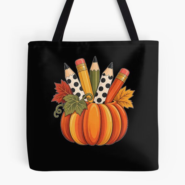 Item preview, Pumpkin with Polka Dot Pencils Retro Fall Teacher or Student  designed and sold by 68MadagascarZoo.