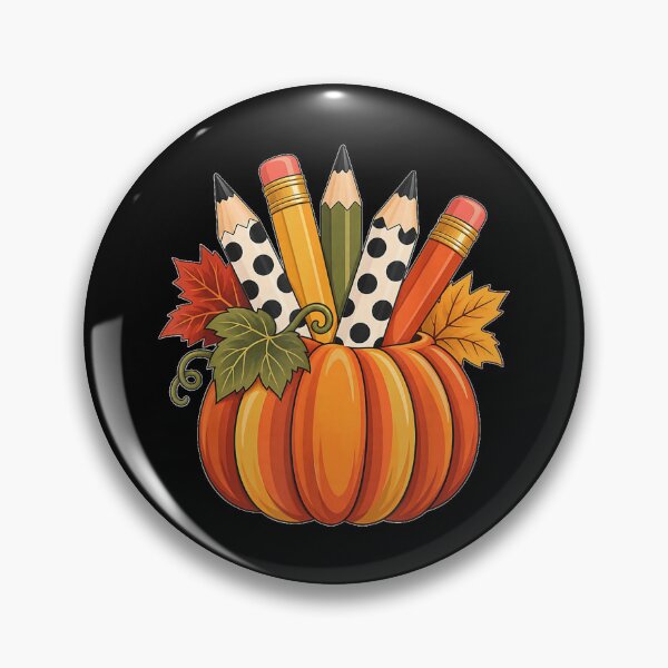 Item preview, Pumpkin with Polka Dot Pencils Retro Fall Teacher or Student  designed and sold by 68MadagascarZoo.