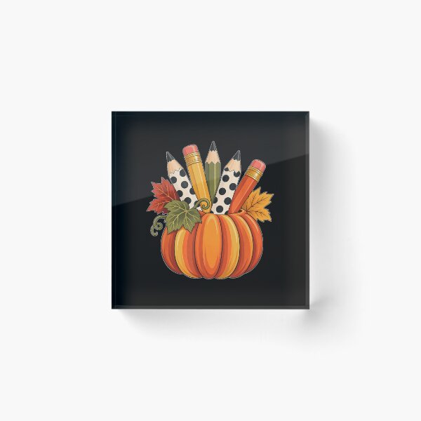 Item preview, Pumpkin with Polka Dot Pencils Retro Fall Teacher or Student  designed and sold by 68MadagascarZoo.