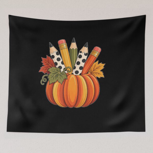 Item preview, Pumpkin with Polka Dot Pencils Retro Fall Teacher or Student  designed and sold by 68MadagascarZoo.