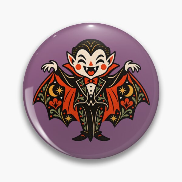 Item preview, Cute Folk Art Halloween Vampire designed and sold by Everwood Art Studio.
