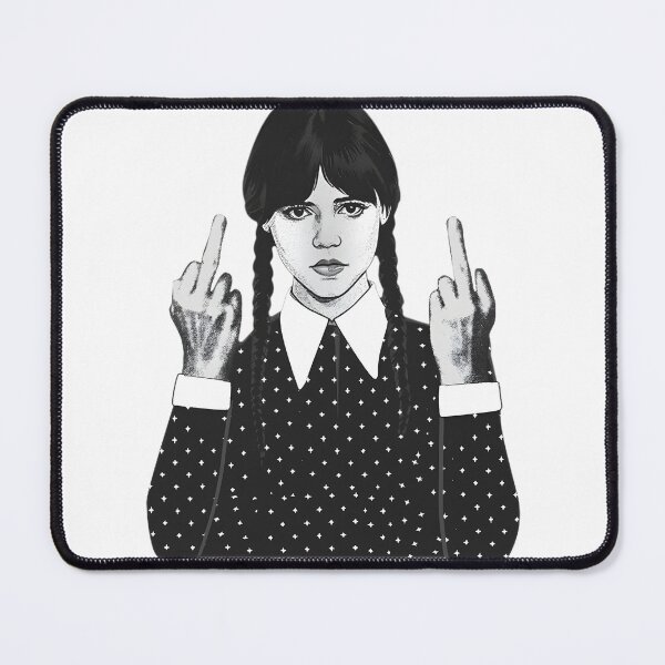 Item preview, Wednesday Addams Inspired Dark Humor Illustration Flipping the Bird designed and sold by hkteck.