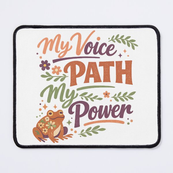 Item preview, My Voice My Path My Power Frog Empowerment Retro Floral Quote Design designed and sold by inkoutninja.