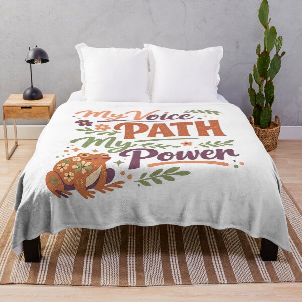 Item preview, My Voice My Path My Power Frog Empowerment Retro Floral Quote Design designed and sold by inkoutninja.