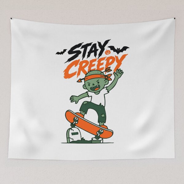 Item preview, Stay Creepy Cute Halloween Zombie Playing Skateboard designed and sold by mazyoy.