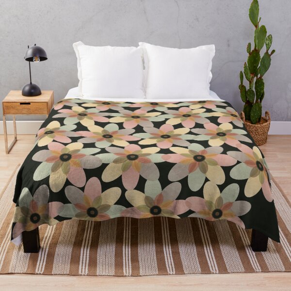 Item preview, 70s Retro Psychedelic Floral Bloom Overlay Geometric Grid Pattern designed and sold by KungPowUnicorn.