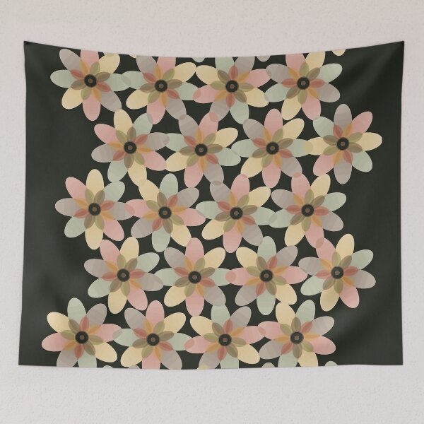 Item preview, 70s Retro Psychedelic Floral Bloom Overlay Geometric Grid Pattern designed and sold by KungPowUnicorn.