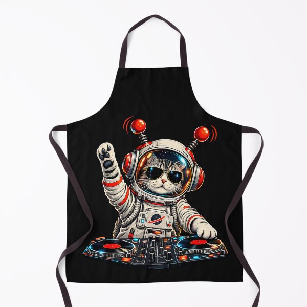 Item preview, DJ Cat Astronaut Space Helmet Retro Music Lover Design designed and sold by Genius Geek.