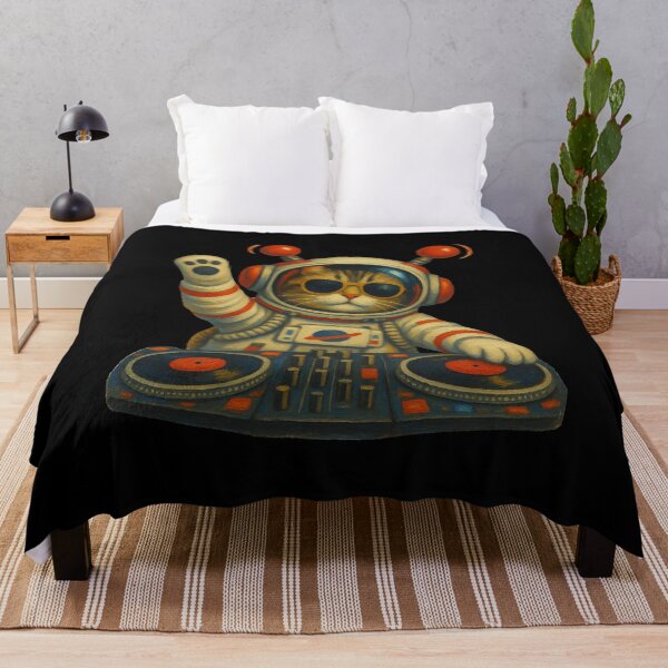 Item preview, DJ Cat Astronaut Space Helmet Retro Music Lover Design designed and sold by Genius Geek.