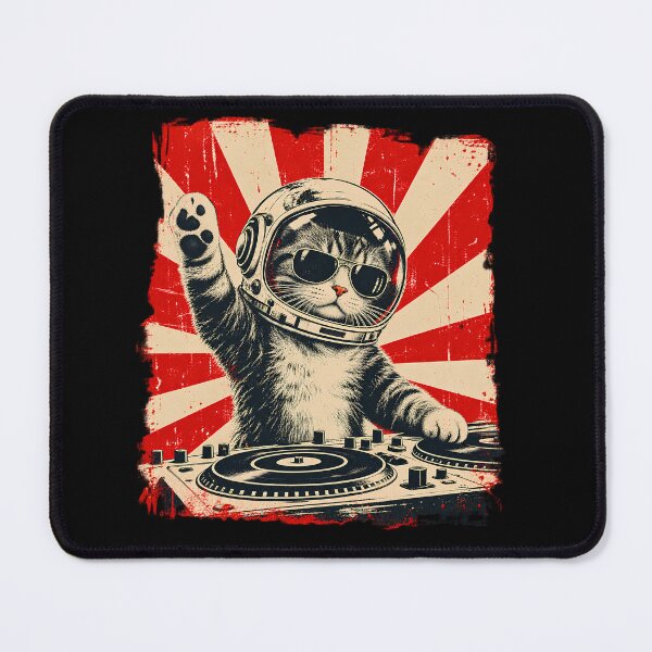 Item preview, DJ Cat Astronaut Space Helmet Retro Music Lover Design designed and sold by Genius Geek.