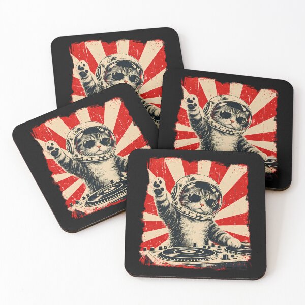 Item preview, DJ Cat Astronaut Space Helmet Retro Music Lover Design designed and sold by Genius Geek.