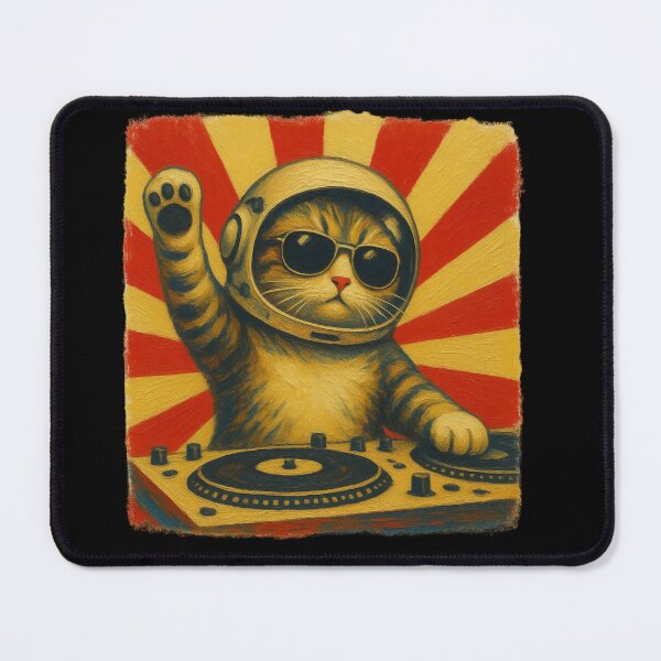 Item preview, DJ Cat Astronaut Space Cats Retro Music Lover Design designed and sold by Genius Geek.