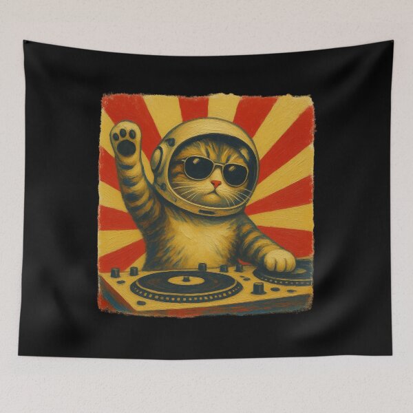 Item preview, DJ Cat Astronaut Space Cats Retro Music Lover Design designed and sold by Genius Geek.