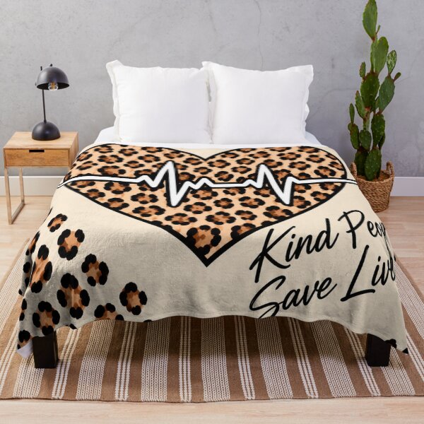 Item preview, Leopard Print Heart ECG Healthcare Throw Blanket designed and sold by ClinicalHubs.