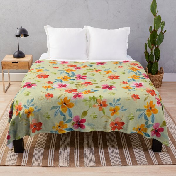 Item preview, Watercolor Wildflower Floral Seamless Pattern on Sage Green designed and sold by Orly Fuchs Galchen.