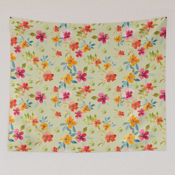 Item preview, Watercolor Wildflower Floral Seamless Pattern on Sage Green designed and sold by Orly Fuchs Galchen.