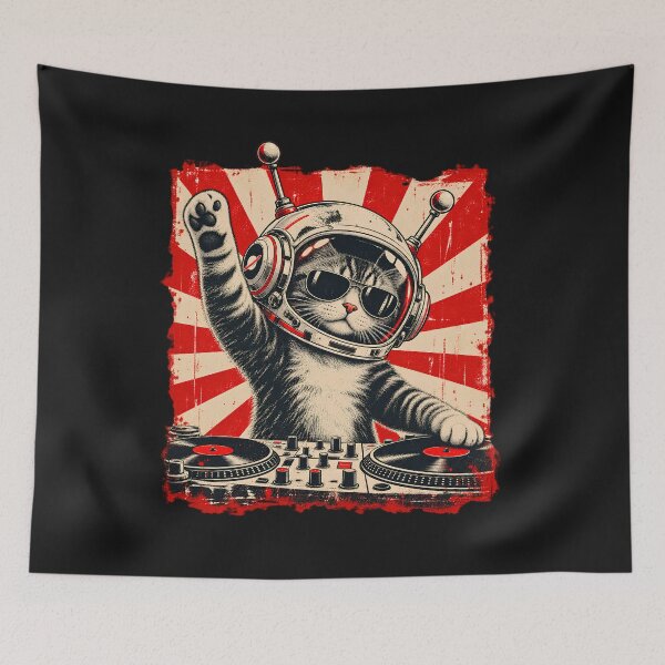 Item preview, DJ Cats Astronaut Space Cat Retro Music Lover Design designed and sold by Genius Geek.
