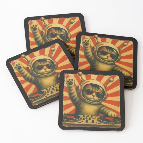 Item preview, DJ Cats Astronaut Space Cat Retro Music Lover Design designed and sold by Genius Geek.