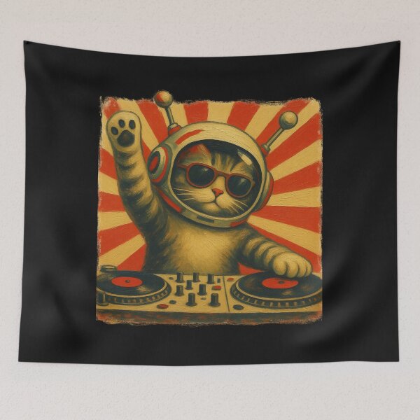 Item preview, DJ Cats Astronaut Space Cat Retro Music Lover Design designed and sold by Genius Geek.