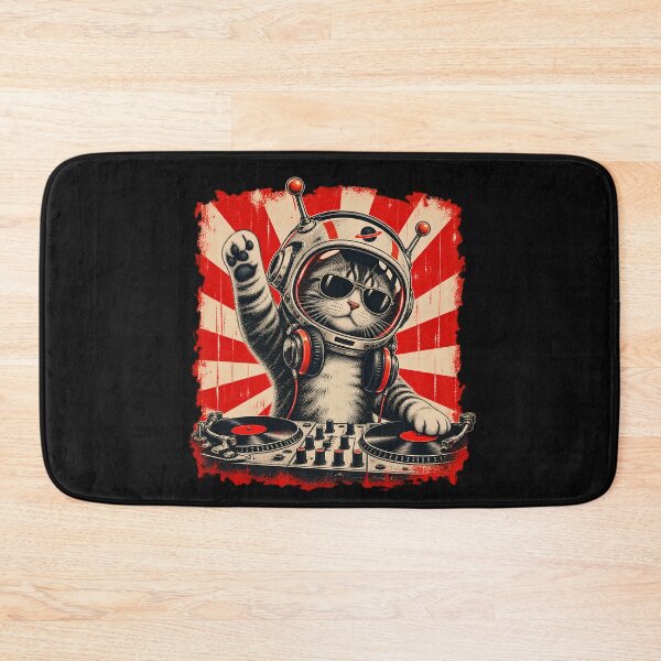 Item preview, DJ Cats Astronaut Space Cat Retro DJ deck Music Lover Design designed and sold by Genius Geek.