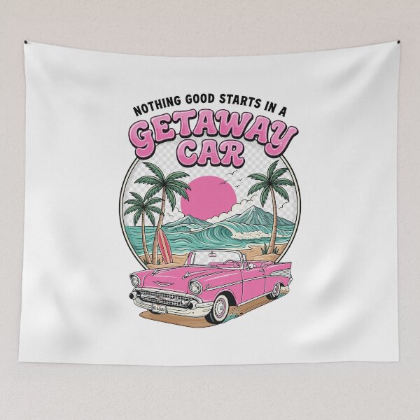 Item preview, Getaway Car Retro Beach Palm Tree Vintage Convertible designed and sold by Priscillardman.