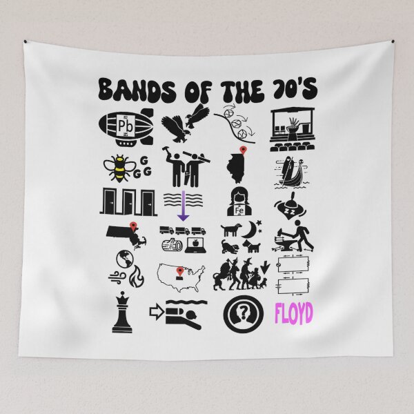 Item preview, Nerdy Iconic Rock Bands Of The 70S Black Text designed and sold by 7amisa.