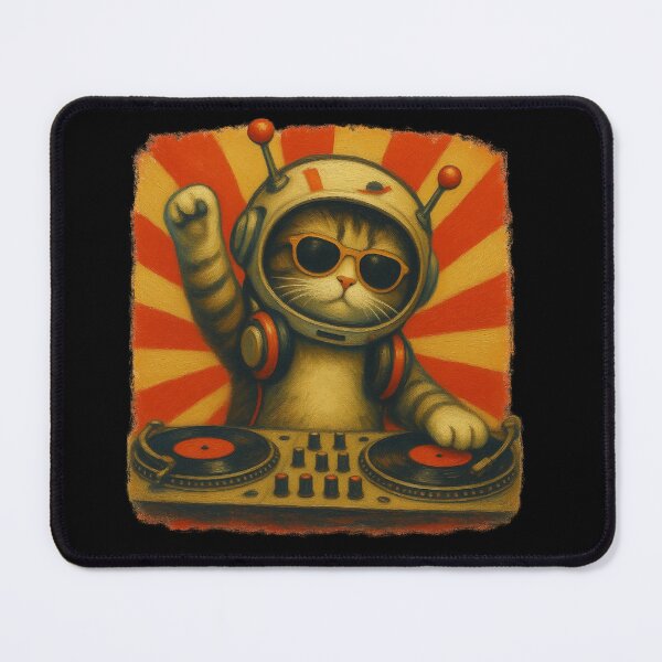 Item preview, DJ Cats Astronaut Space Cat Retro DJ deck Music Lover Design designed and sold by Genius Geek.