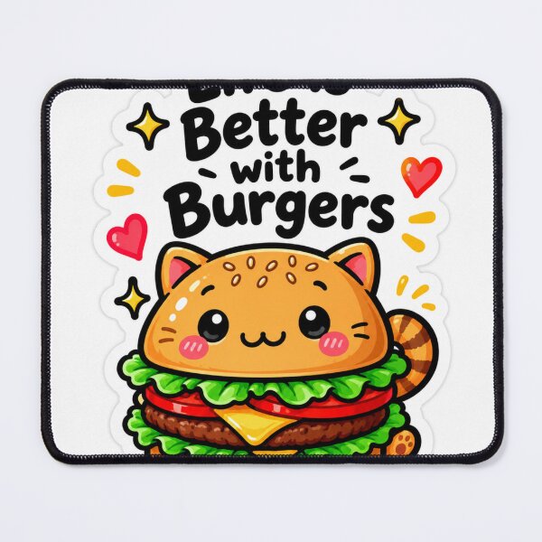 Item preview, Life Is Better with Burgers – Cute Cat Burger designed and sold by Kushwaha18.