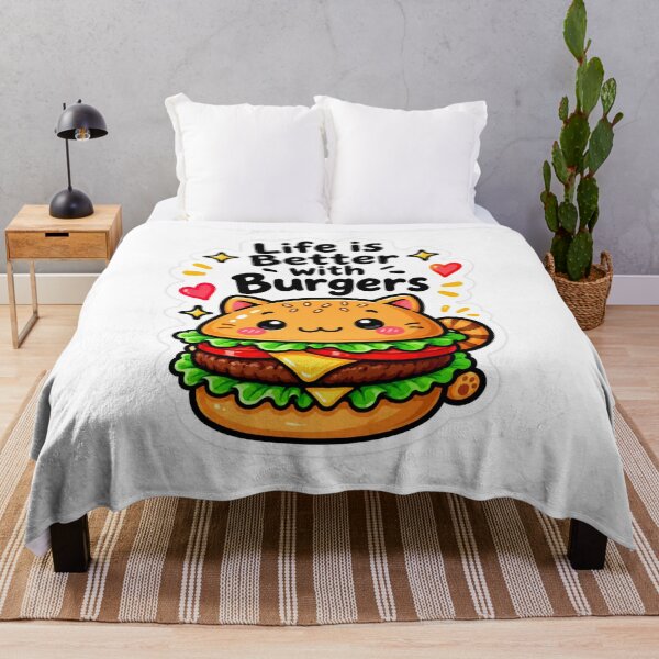 Item preview, Life Is Better with Burgers – Cute Cat Burger designed and sold by Kushwaha18.