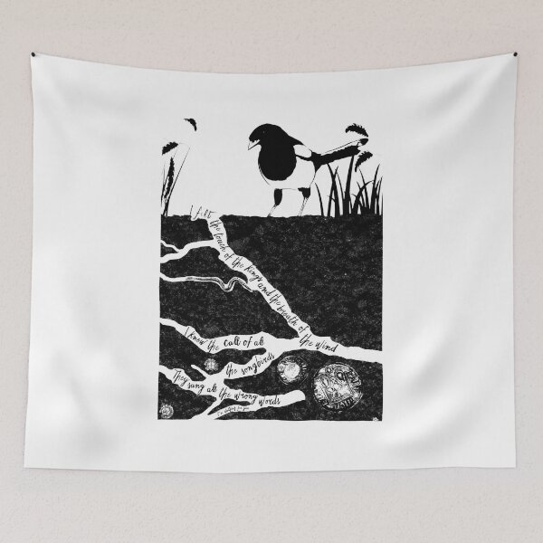Item preview, Magpie Roots Poetry Bird Coins Illustration designed and sold by Gracieehner.