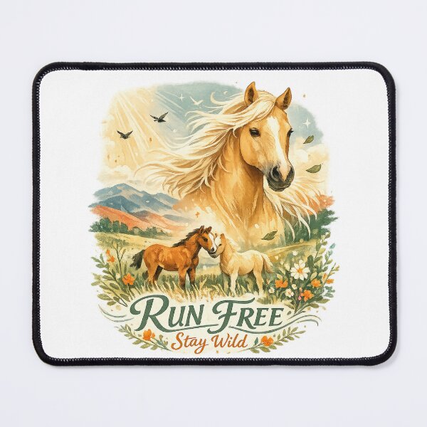 Item preview, Run Free Stay Wild Watercolor Horses Western Country Nature Art Design designed and sold by inkoutninja.
