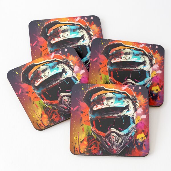 Item preview, Abstract Motocross Helmet Colorful Paint Splatter Dirt Bike Art  designed and sold by RevUpDesign.