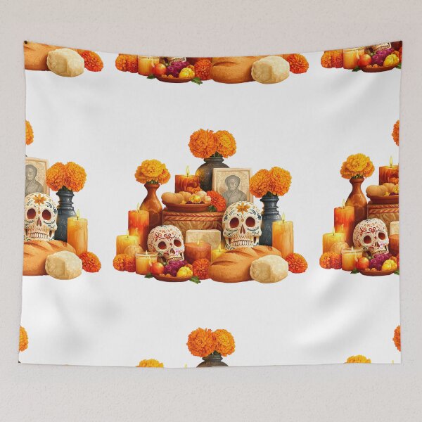 Item preview, Ofrenda Sugar Skulls Marigold flowers designed and sold by Instant Printing.