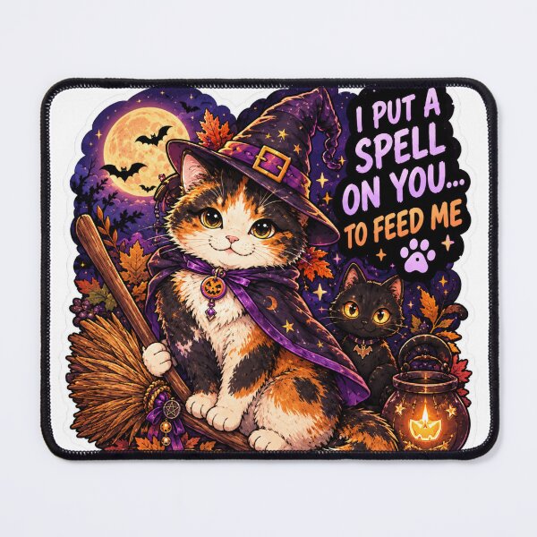 Item preview, I Put a Spell on You to Feed Me Calico Cat Design | Chaos Cat Club Halloween designed and sold by DailyStruggleCo.