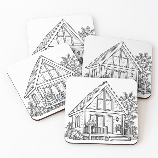 Item preview, Modern A Frame Cabin House Minimalist Line Art designed and sold by Nicha Studio.
