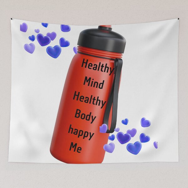 Item preview, Healthy Mind Healthy Body – Inspirational Water Bottle Design designed and sold by GoldenSparkleShop.