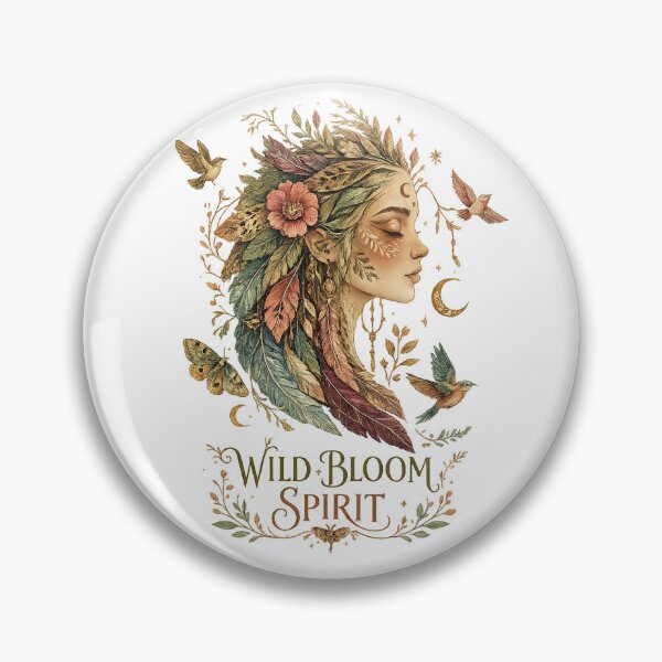 Item preview, Wild Bloom Spirit Boho Feather Woman Celestial Nature Art Design Print designed and sold by inkoutninja.