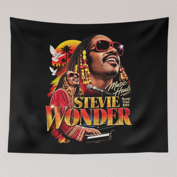 Item preview, Stevie Wonder Music Heals, 1981 World Tour, Vintage Soul Funk designed and sold by HoneyMonday.