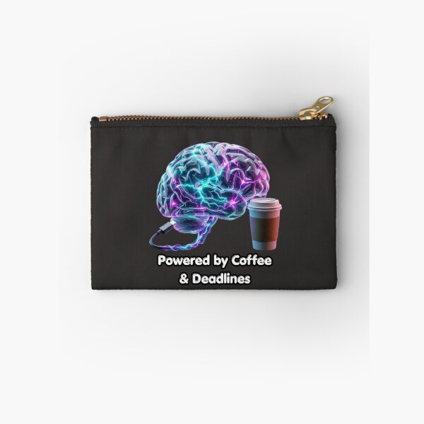 Item preview, Powered By Coffee & Deadlines - 3D Neon Brain Cyberpunk designed and sold by CoffeeAndChao.