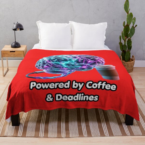 Item preview, Powered By Coffee & Deadlines - 3D Neon Brain Cyberpunk designed and sold by CoffeeAndChao.