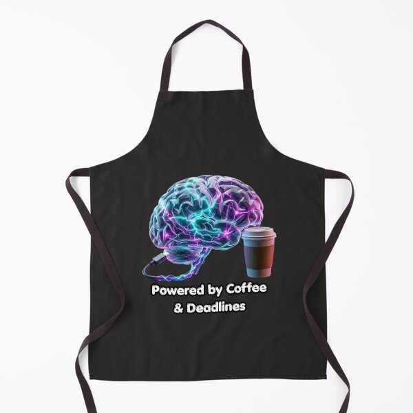 Item preview, Powered By Coffee & Deadlines - 3D Neon Brain Cyberpunk designed and sold by CoffeeAndChao.