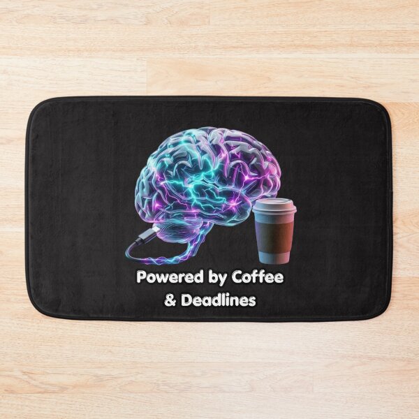 Item preview, Powered By Coffee & Deadlines - 3D Neon Brain Cyberpunk designed and sold by CoffeeAndChao.