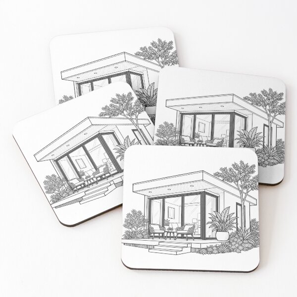 Item preview, Modern Tiny House Garden Terrace Line Art Sketch designed and sold by Nicha Studio.