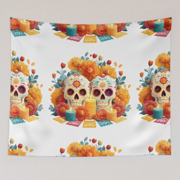 Item preview, Sugar skulls ofrenda Marigold Flowers designed and sold by Instant Printing.
